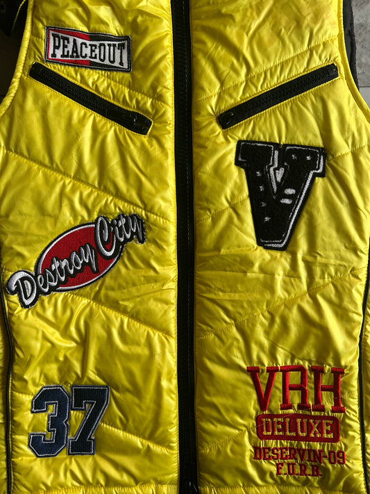 Varosh Fur Hooded Embroidered Puffer Vest