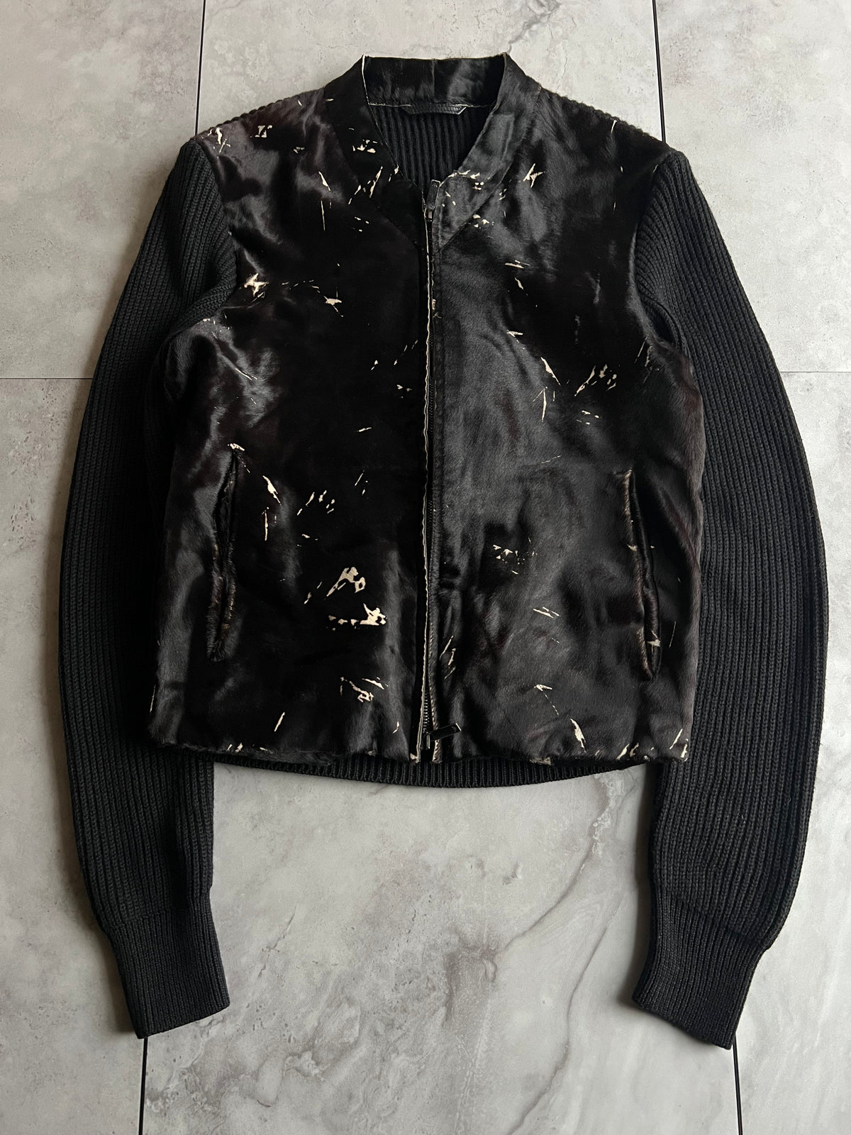 Emporio Armani F/W14 Chocolate Calfskin Cow Print Sweater