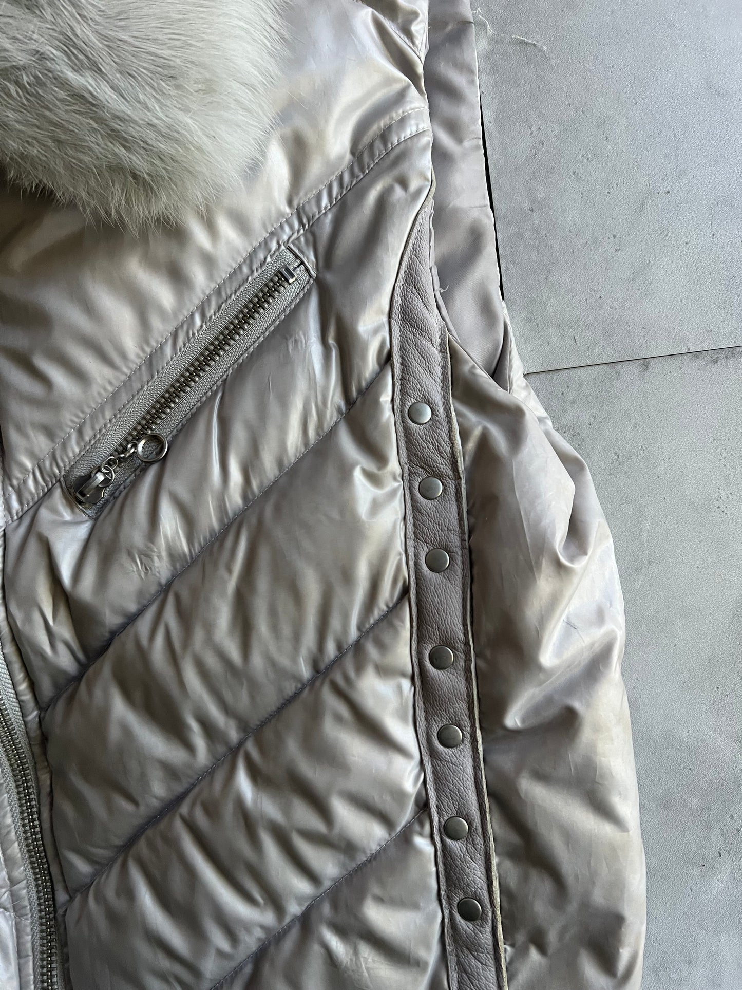 Jackrose Studded Fur Collar Padded Vest
