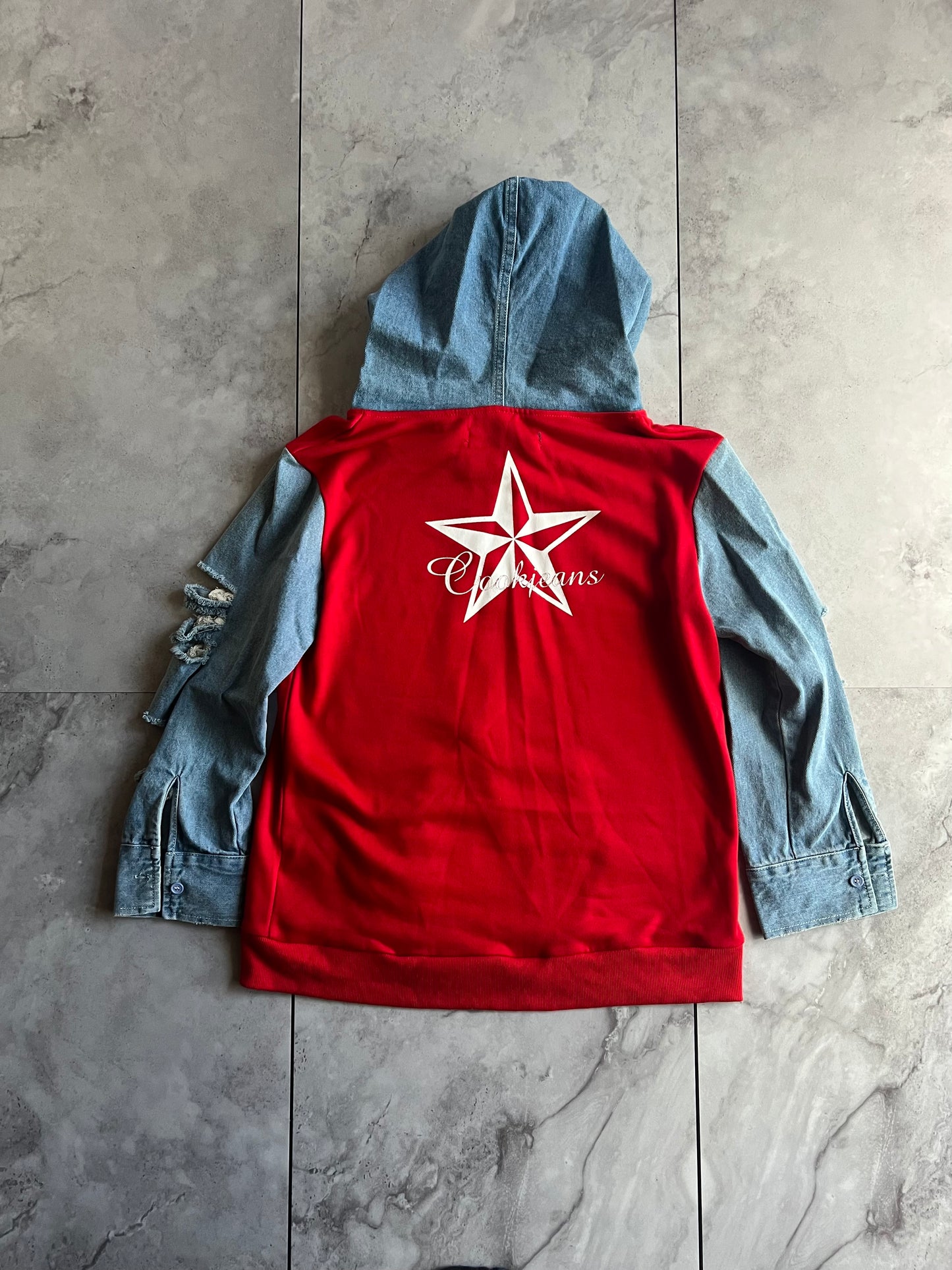 Cook Jeans Hybrid Distressed Denim Hoodie