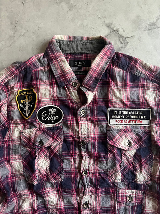 Edge Rupert Wrinkled Patchwork Flannel Button Up