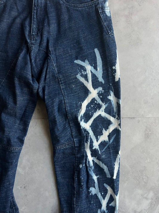 291295 Homme Paint Splatter Inverted Hem Jeans