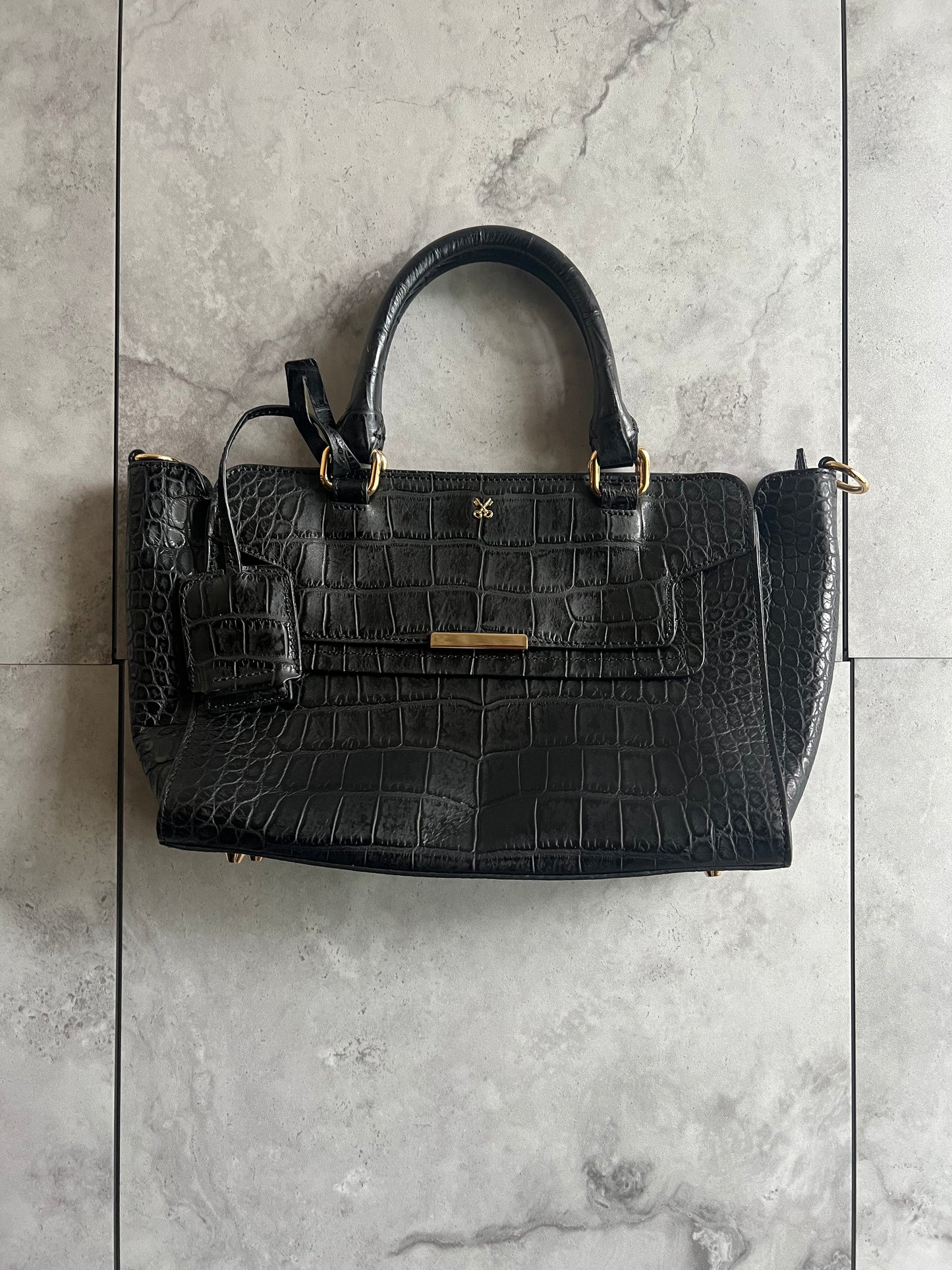 Sazaby Croc Embossed Leather Handbag