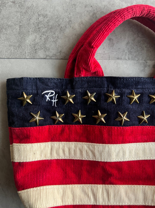 Ron Herman Studded Corduroy American Flag Hand Bag