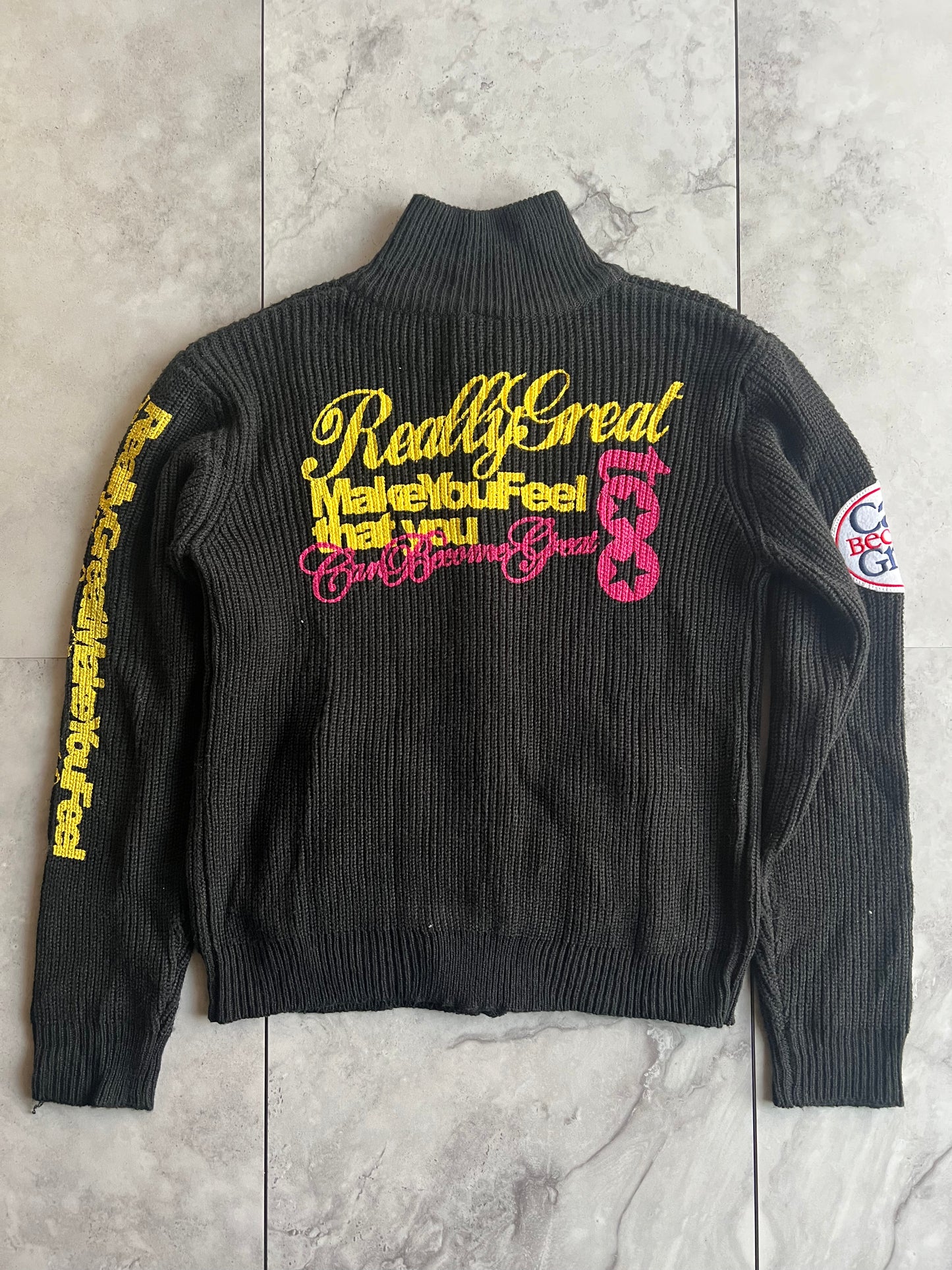 Agate Label Knitted Embroidered Blouson