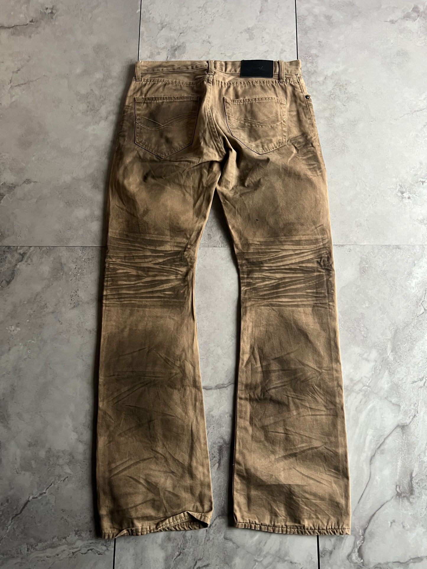 Cavaria Studded Pocket Whisker Wash Bootcut Denim