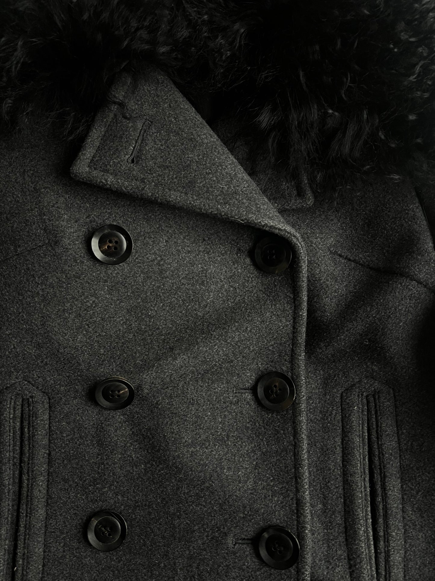 Wjk Melton Fur Collar Pea Coat