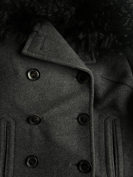Wjk Melton Fur Collar Pea Coat