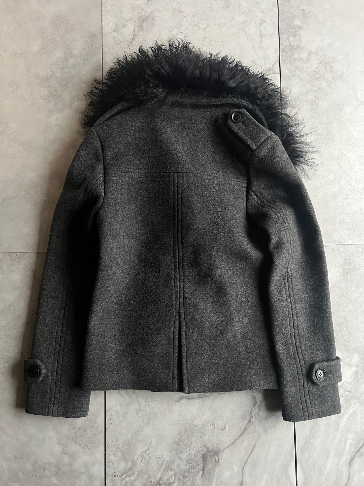 Wjk Melton Fur Collar Pea Coat