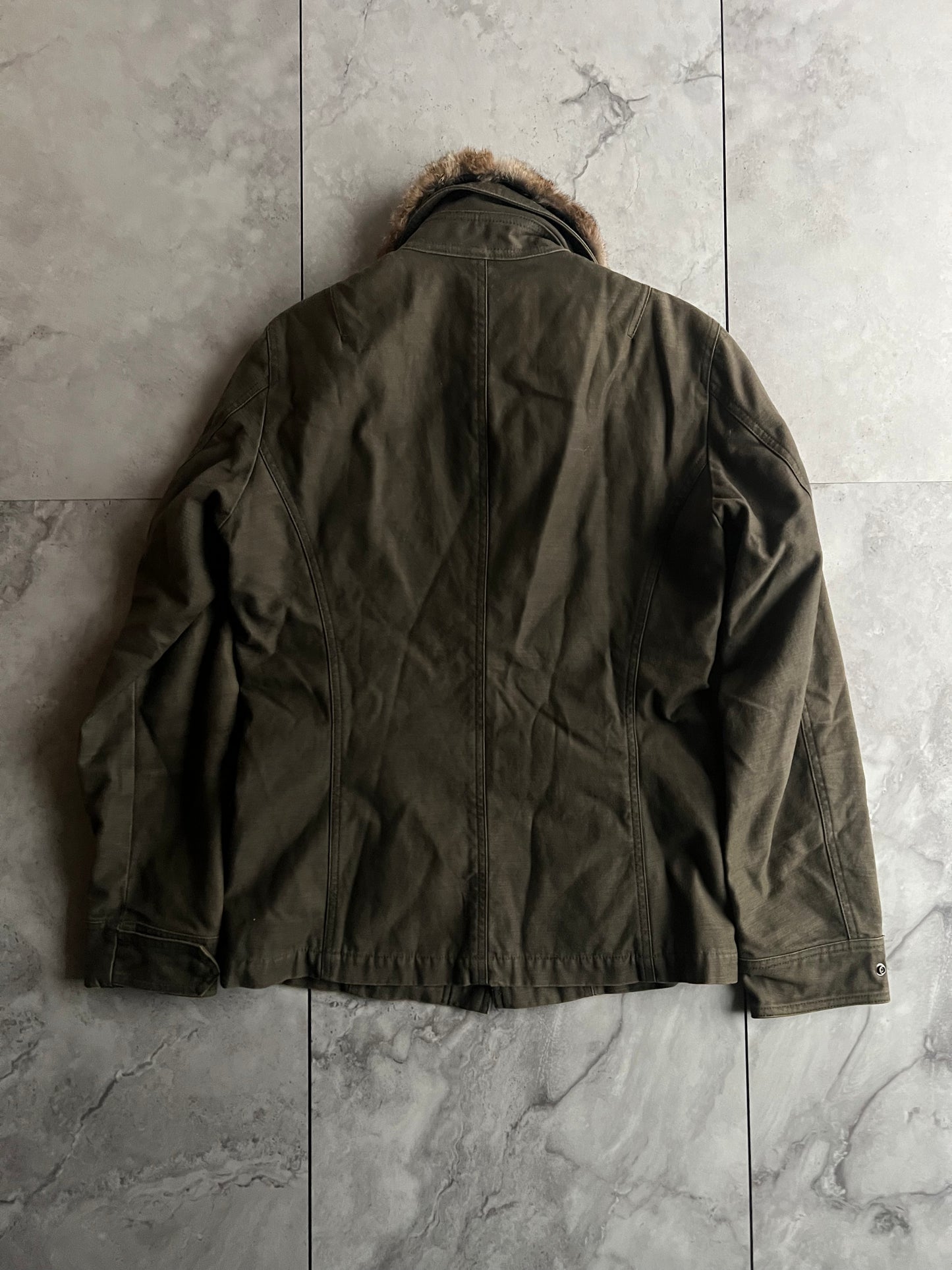 Abx Rabbit Fur Collar Military Jacket