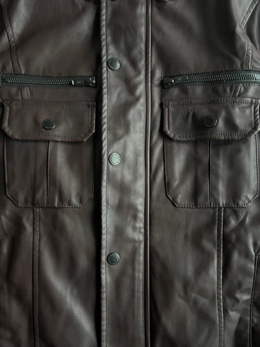 Semantic Design Brown Faux Leather Jacket