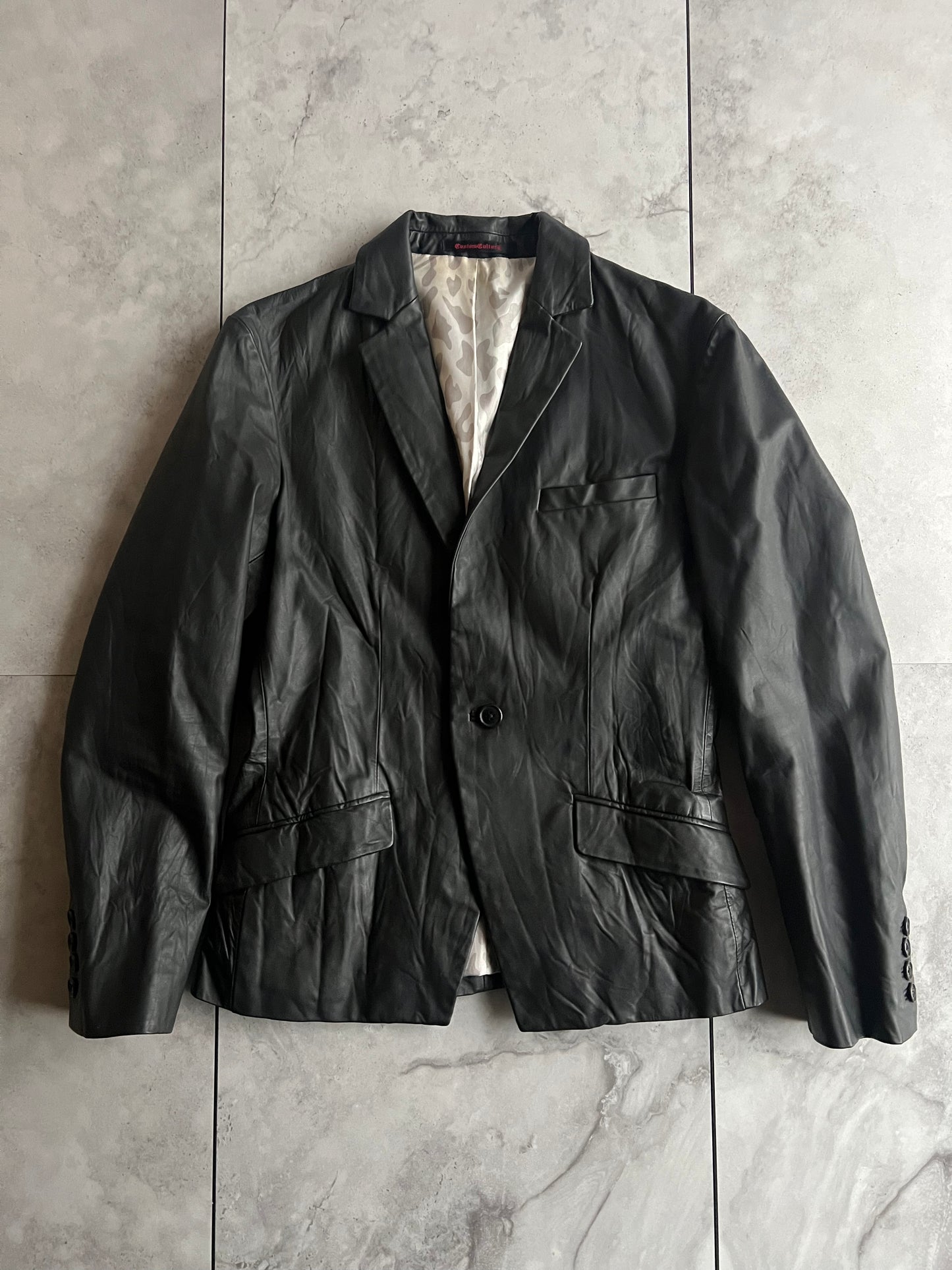 Custom Culture Leather Embroidered Blazer