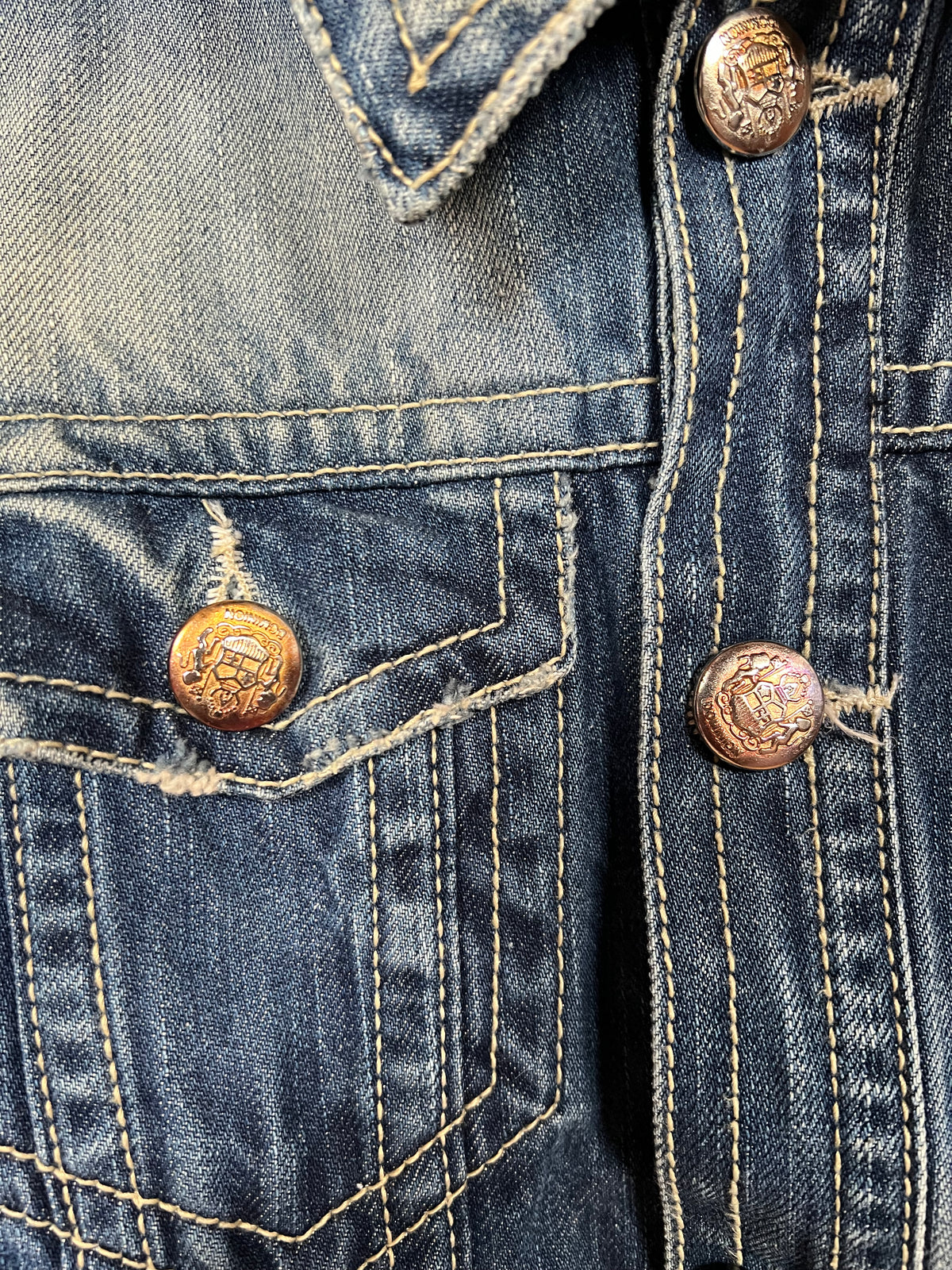 Xfrm Rhinestone Embellished Light Wash Denim Jacket