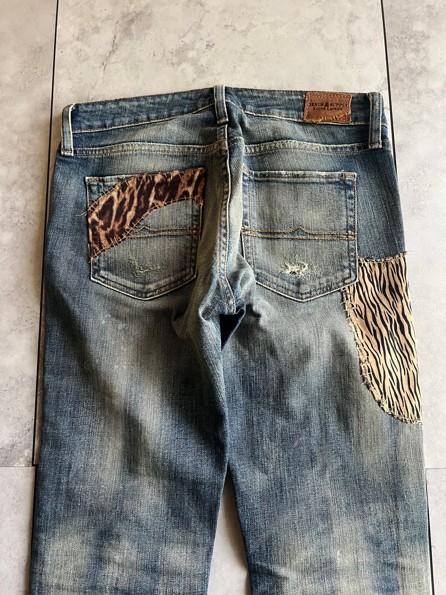 Ralph Lauren Denim & Supply Leopard Print Distressed Skinny Jeans