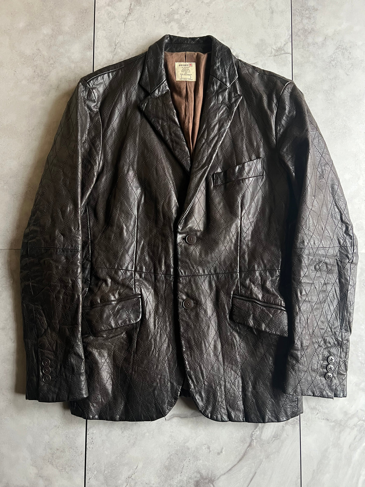 291295 Homme Quilted Leather Textured Jacket