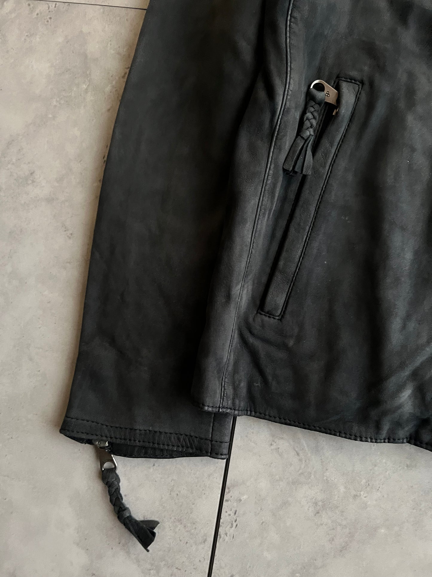 John Bull Braided Zipper Leather Jacket