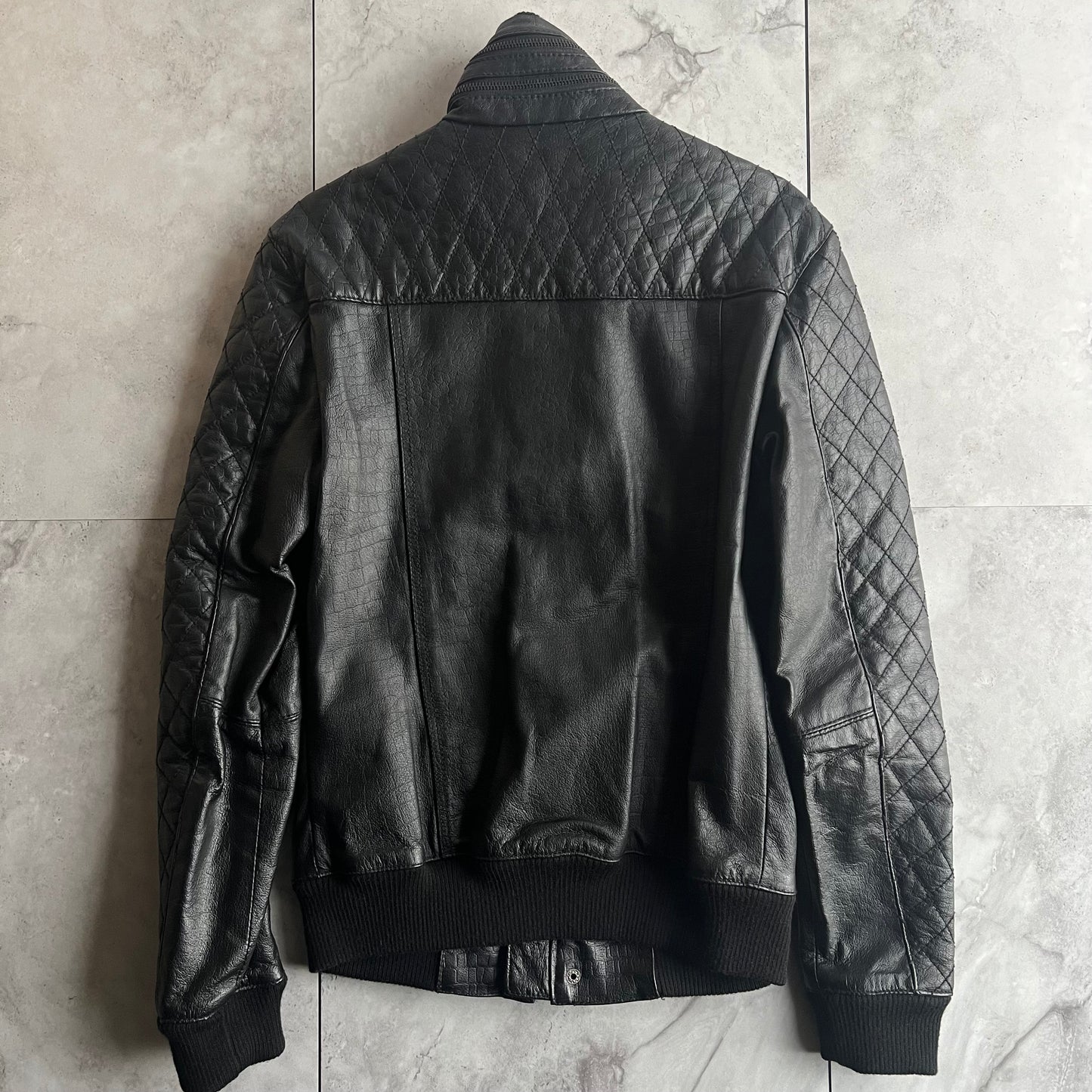 Casva Crocodile Printed Leather Jacket