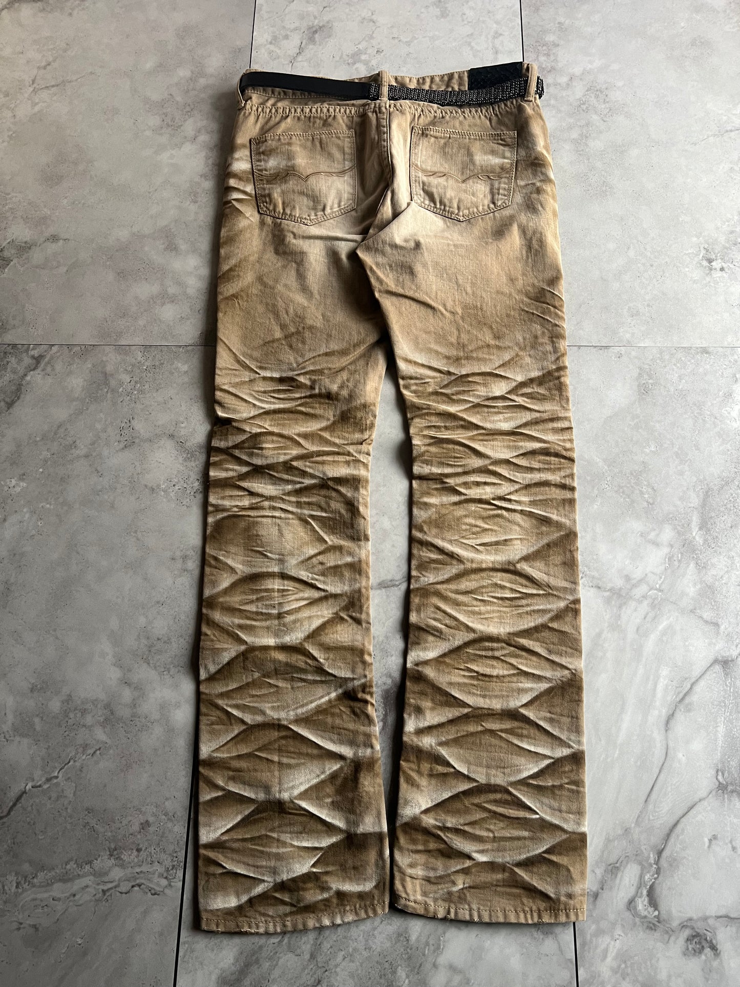 Fuga Desert Whisker Washed Snakeskin Patch Denim