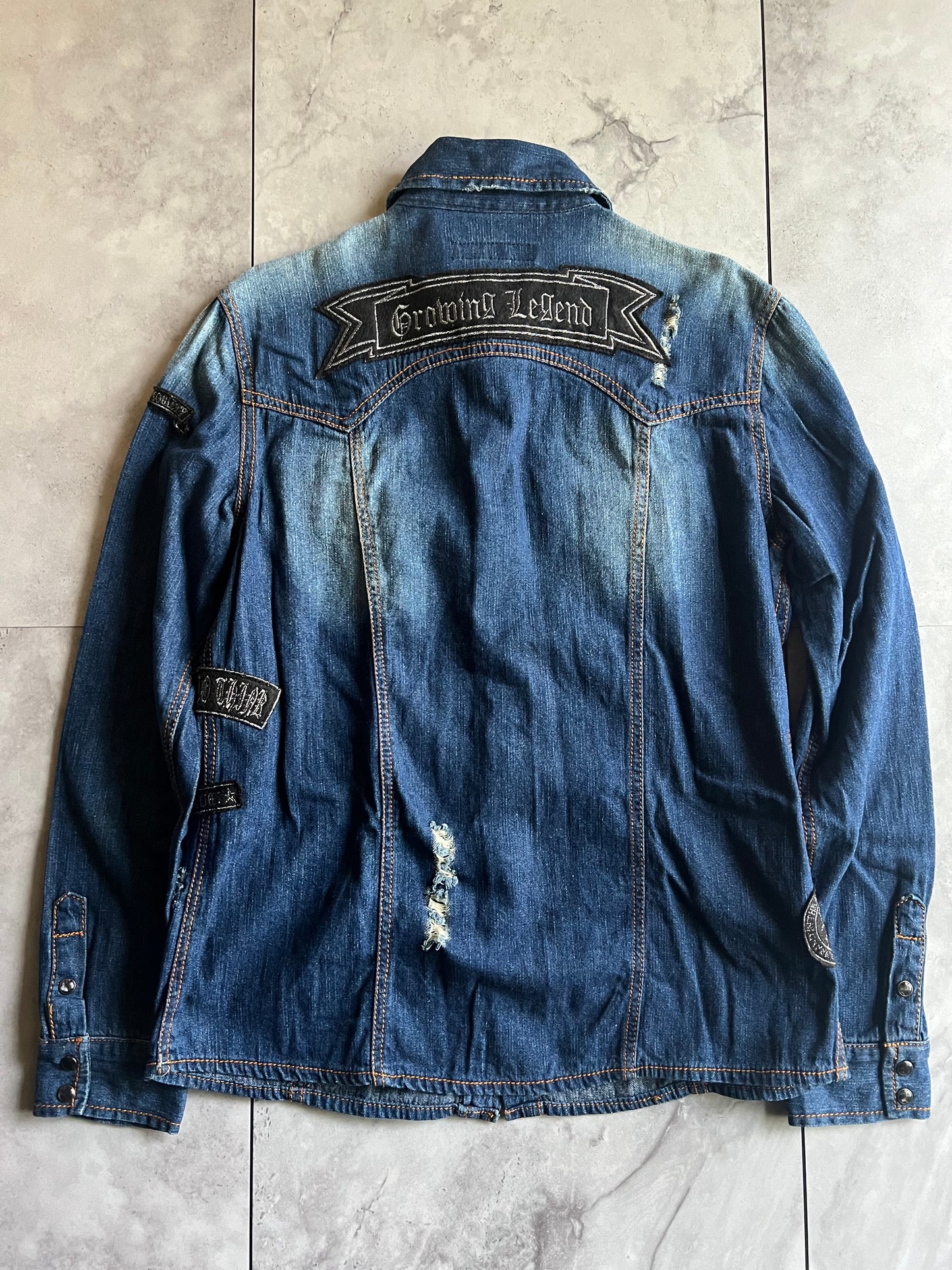 In The Attic Punk Embroidered Patched Denim Shirt