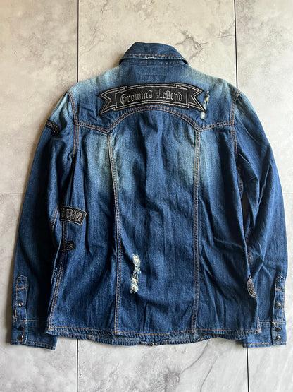 In The Attic Punk Embroidered Patched Denim Shirt