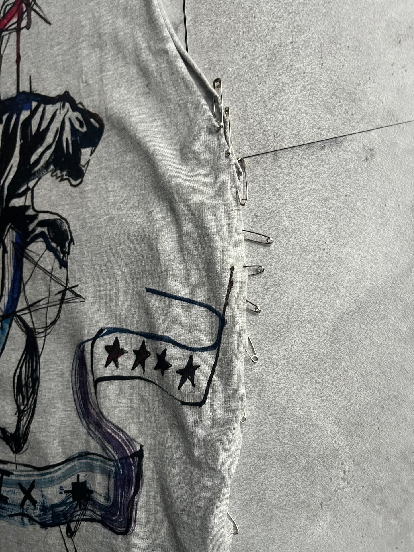 Balmain S/S11 Safety Pin Graffiti Tank Top