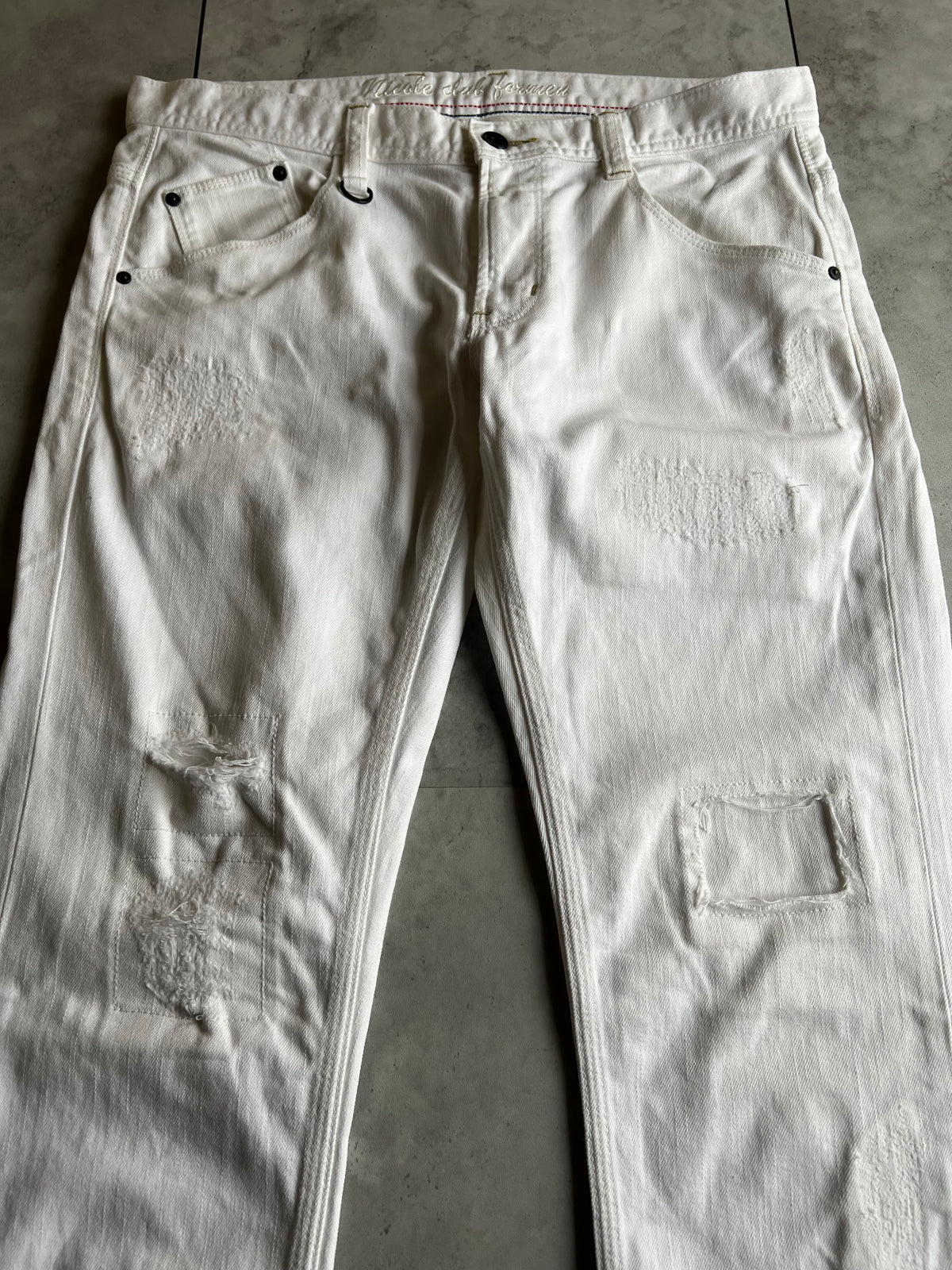 Nicole Club White Distressed Denim