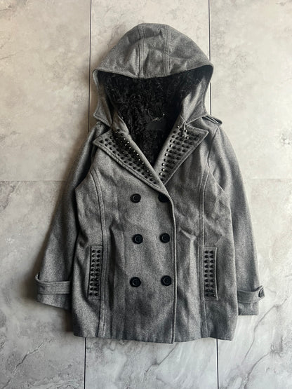 Glad News Fur Lined Studded Pea Coat