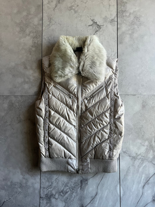 Jackrose Studded Fur Collar Padded Vest