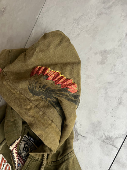 Geronimo Embroidered Tribal Zip-Up Hoodie