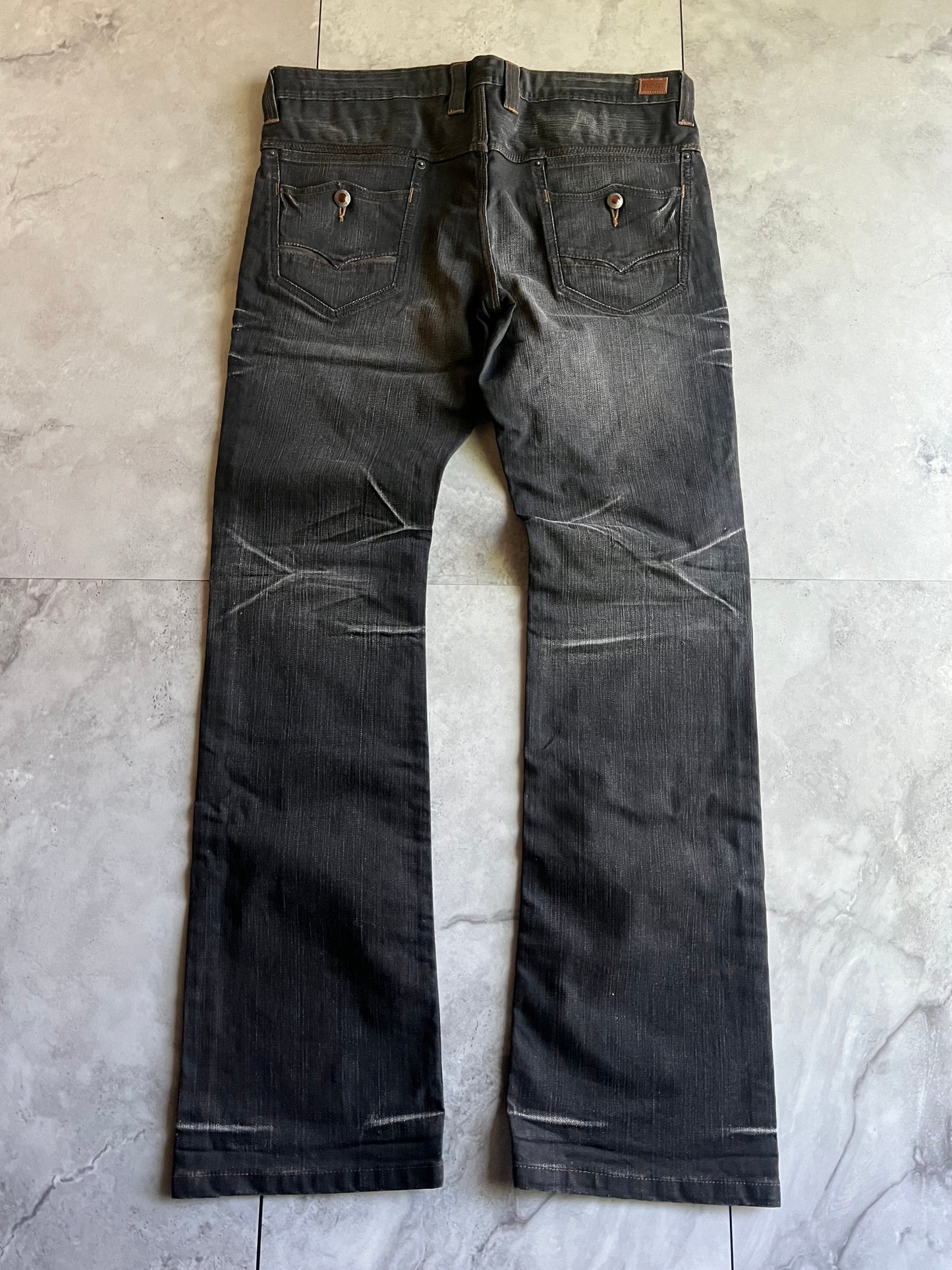 Nicole Club Grey Whisker Wash Slash Denim