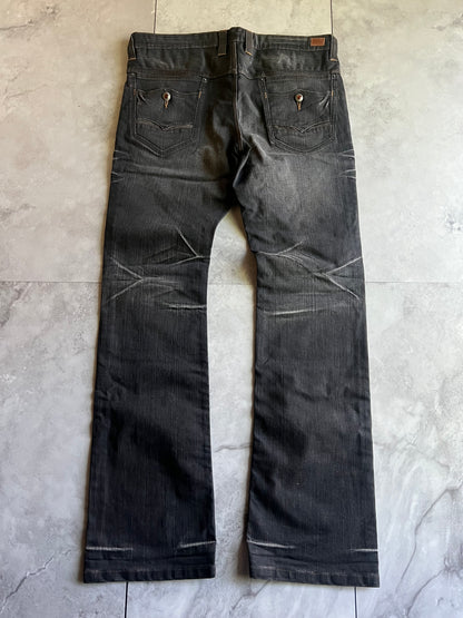 Nicole Club Grey Whisker Wash Slash Denim