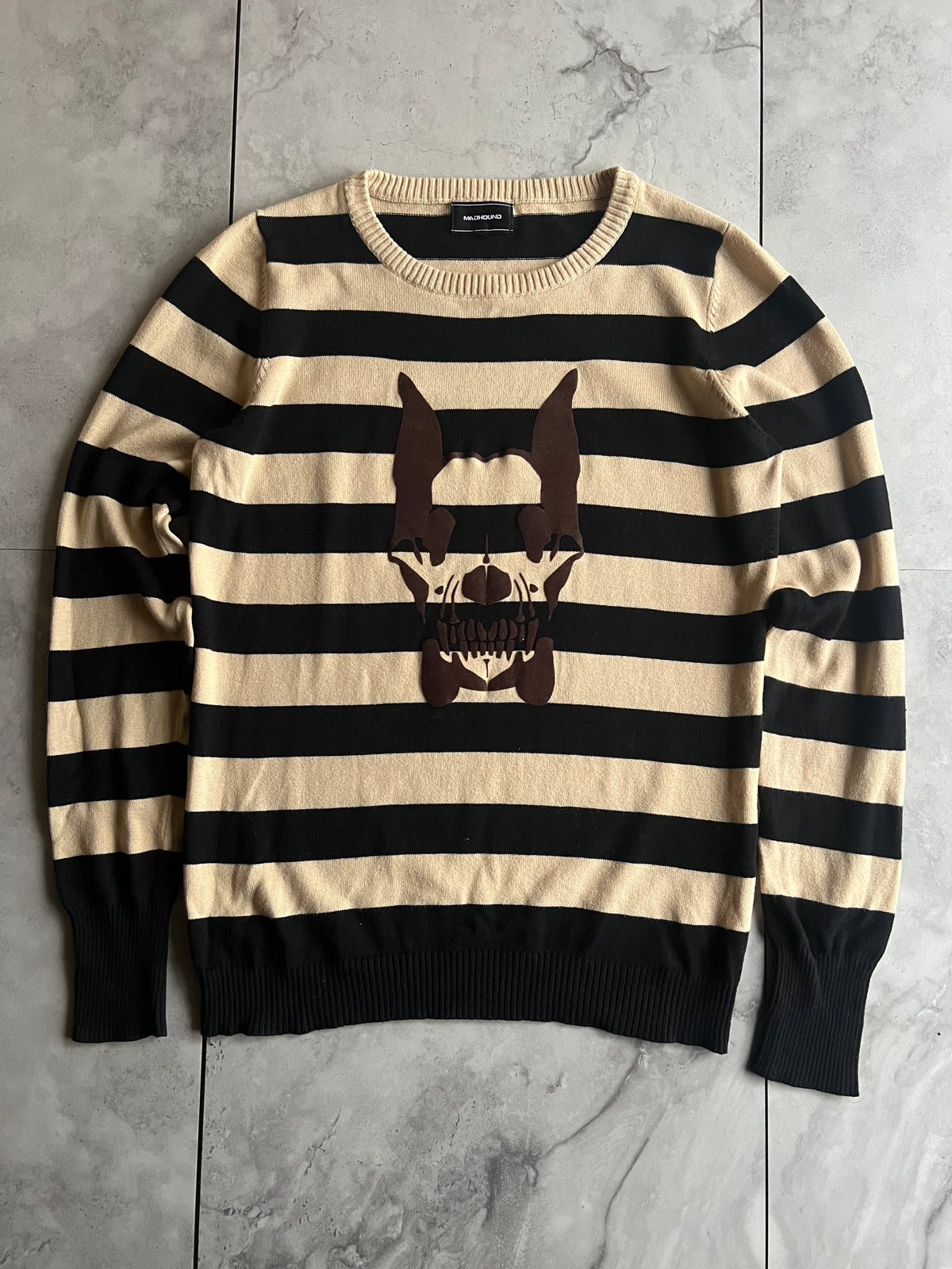 Mad Hound Striped Embroidered Sweater