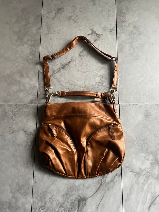 Sazaby Metallic Brushed Leather 2-Way Shoulder Bag
