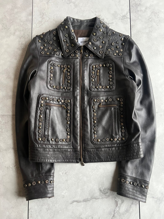 Moschino Studded Leather Rider Jacket