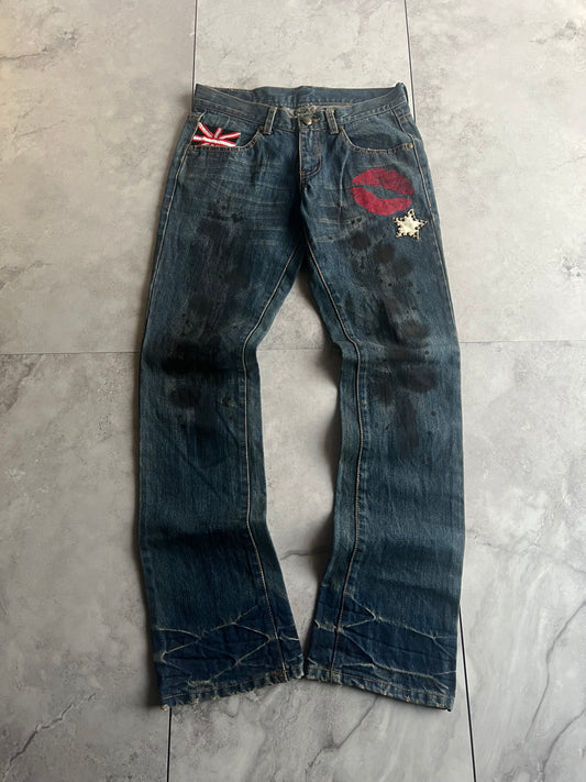 Buzz Spunky “Kiss” Studded Mud Wash Jeans