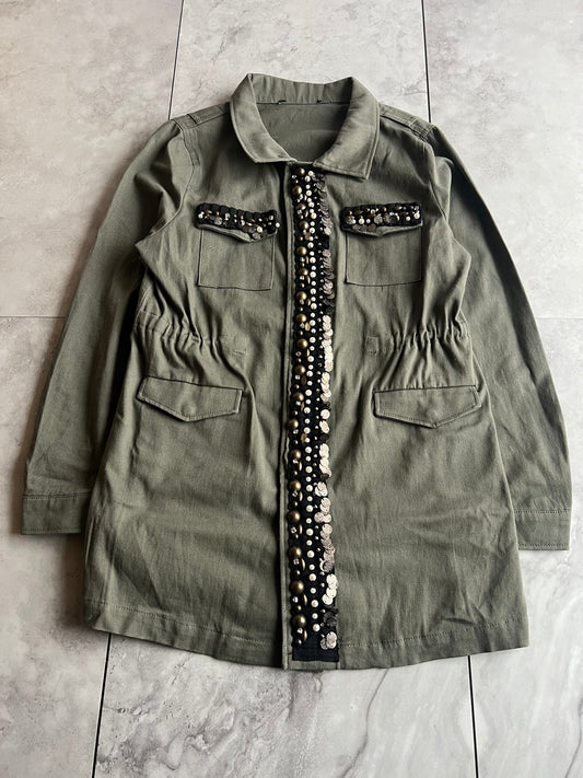 Vintage Military Style Embellished Jacket
