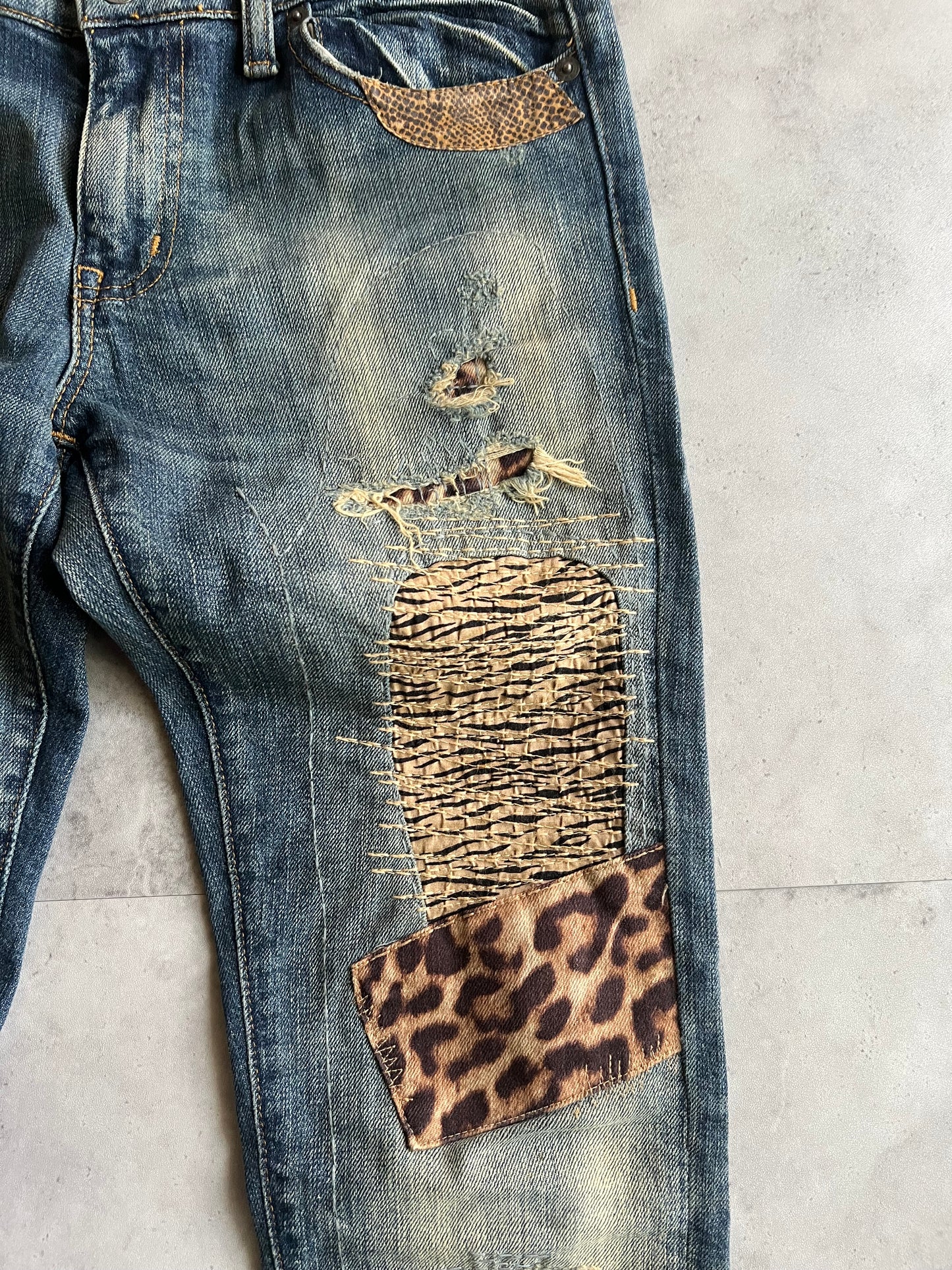 Ralph Lauren Denim & Supply Leopard Print Distressed Skinny Jeans