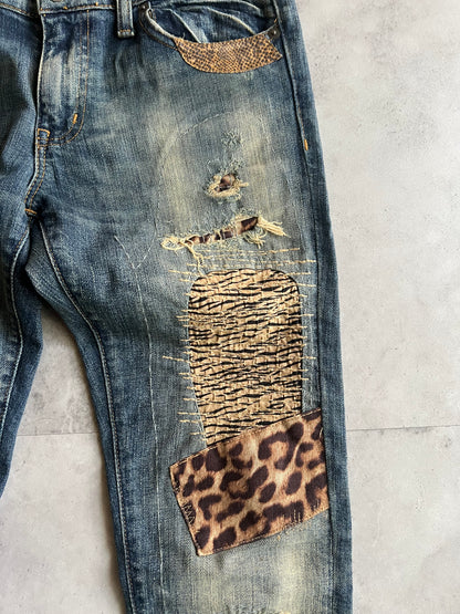 Ralph Lauren Denim & Supply Leopard Print Distressed Skinny Jeans