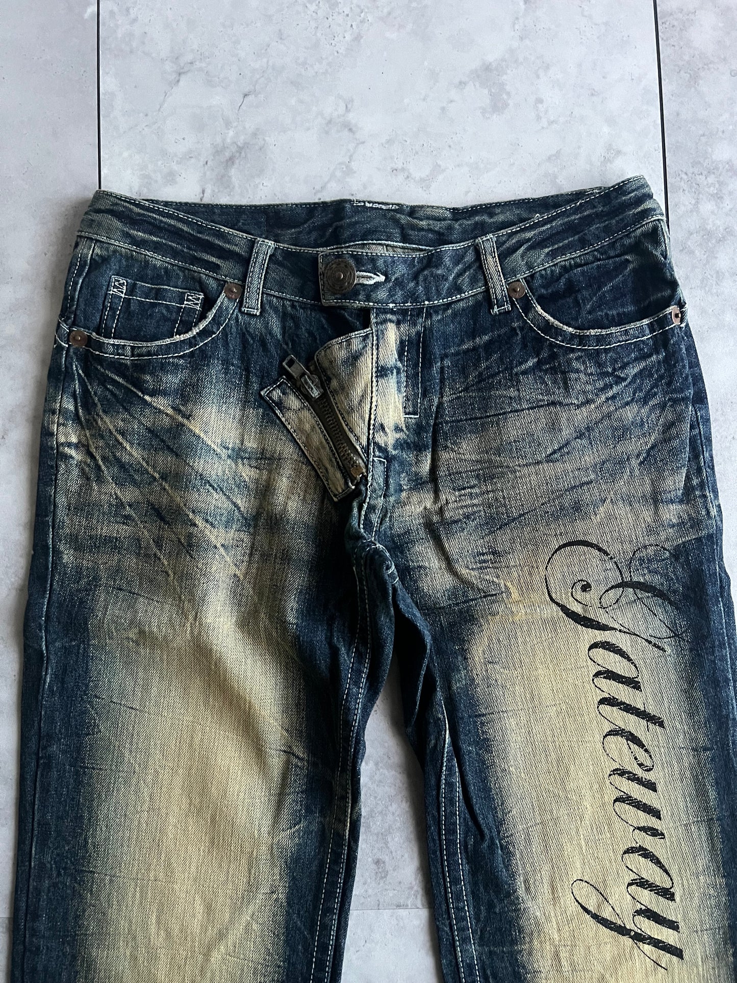 Agate Label “Gateway” Heavy Acid Wash Zipper Denim