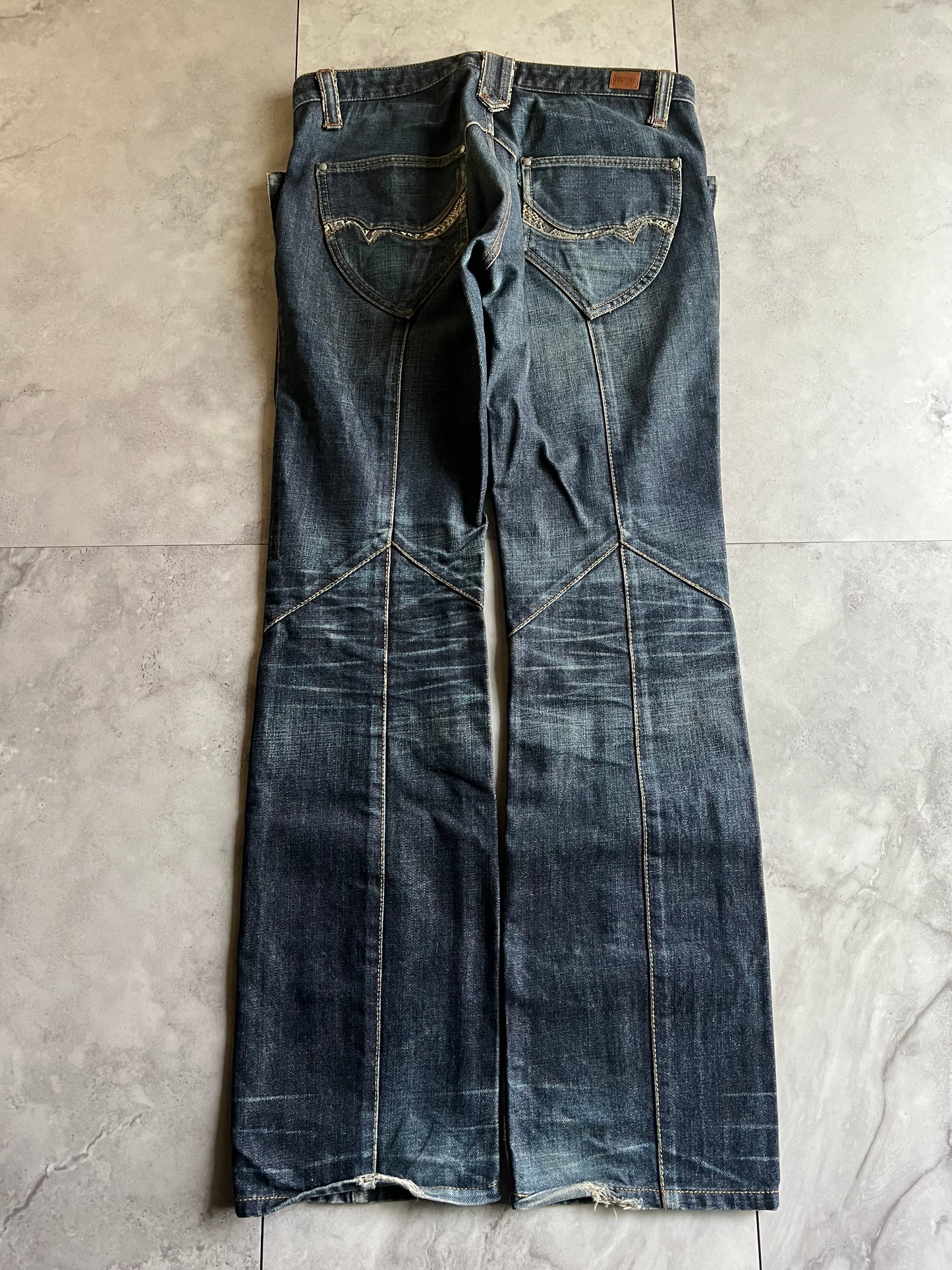 Nicole Club Python Wide Pocket Flared Denim