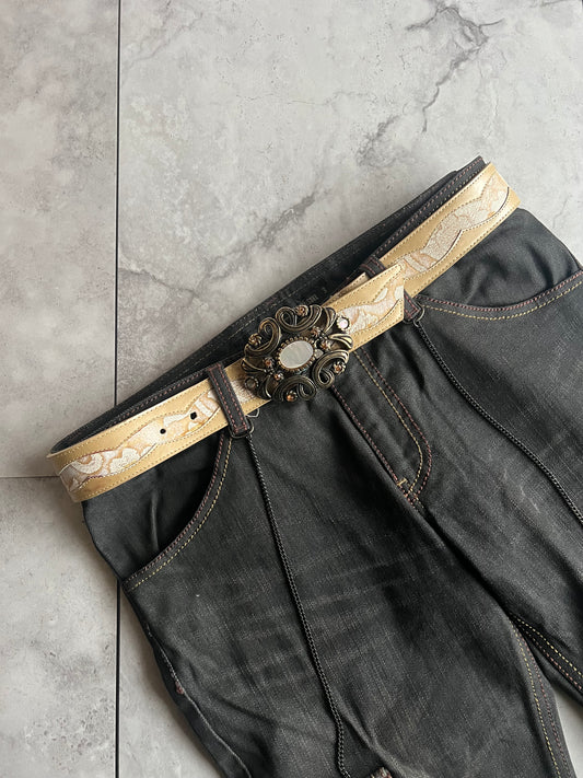Emporio Armani Regal Snae Effect Leather Belt