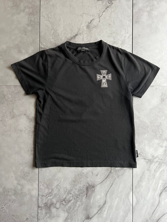 Roen Cropped Embroidered Skull Tee