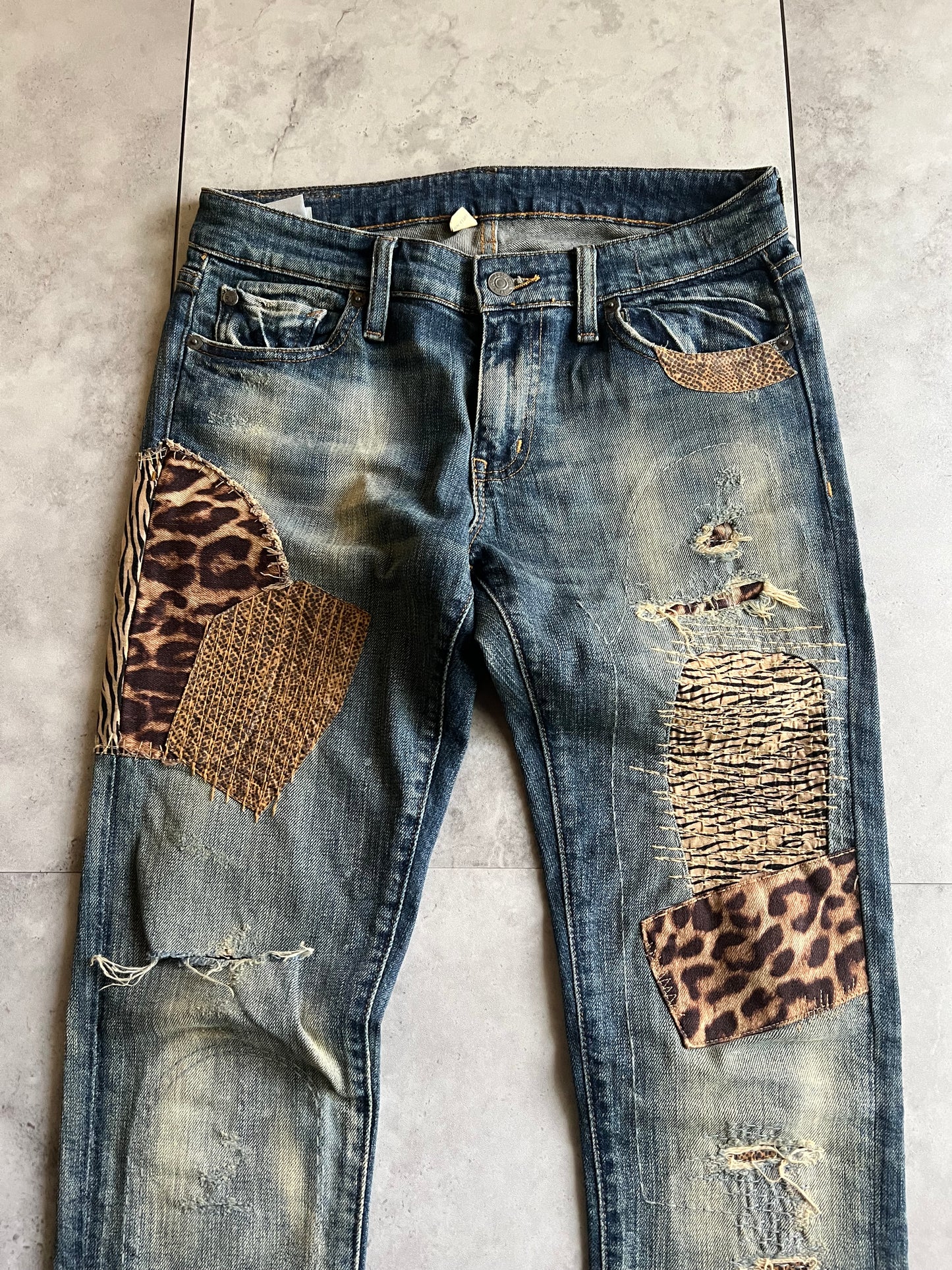 Ralph Lauren Denim & Supply Leopard Print Distressed Skinny Jeans