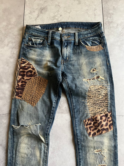 Ralph Lauren Denim & Supply Leopard Print Distressed Skinny Jeans