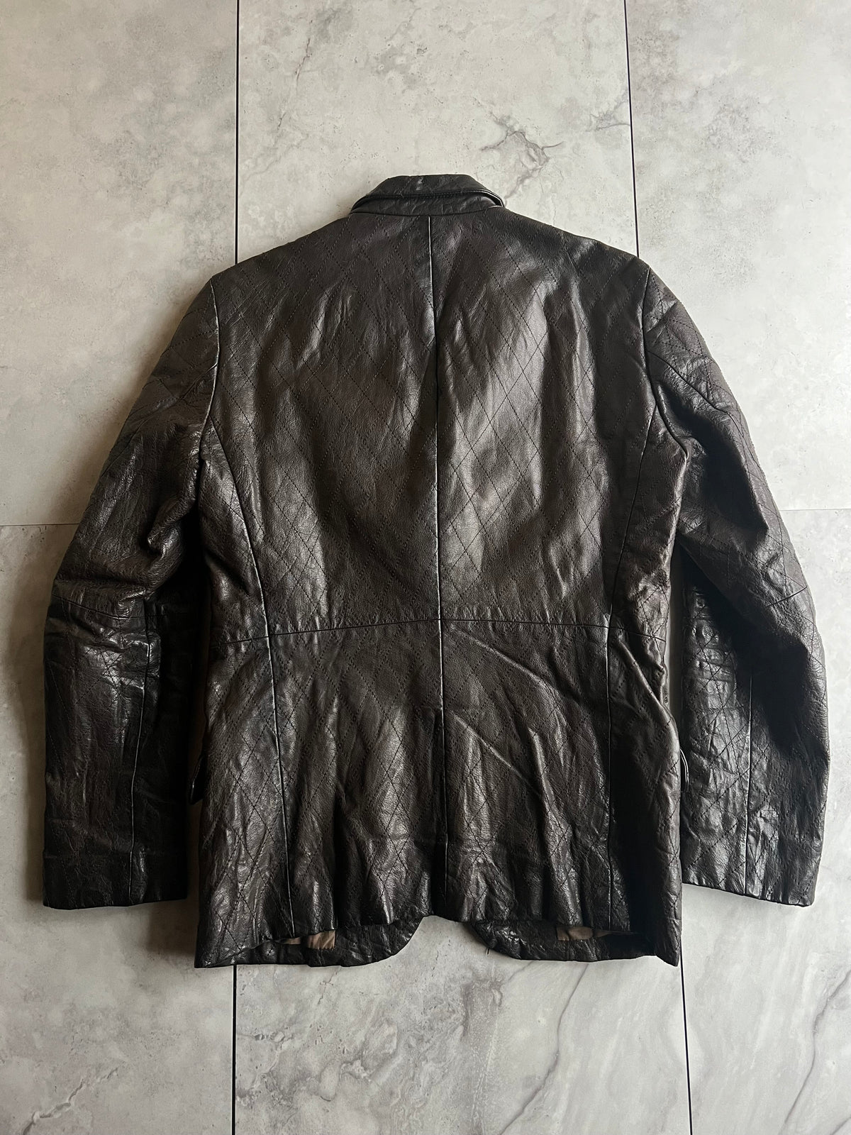 291295 Homme Quilted Leather Textured Jacket
