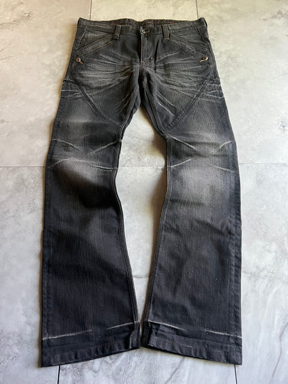 Nicole Club Grey Whisker Wash Slash Denim
