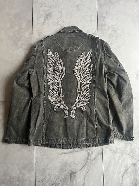 Nicole Club Military “Angel” Embroidered Denim Jacket