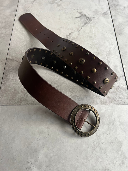 Roberto Cavalli Large Studded Leather Waist Belt
