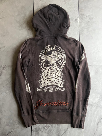 Geronimo Printed Embroidered Tribal Hoodie