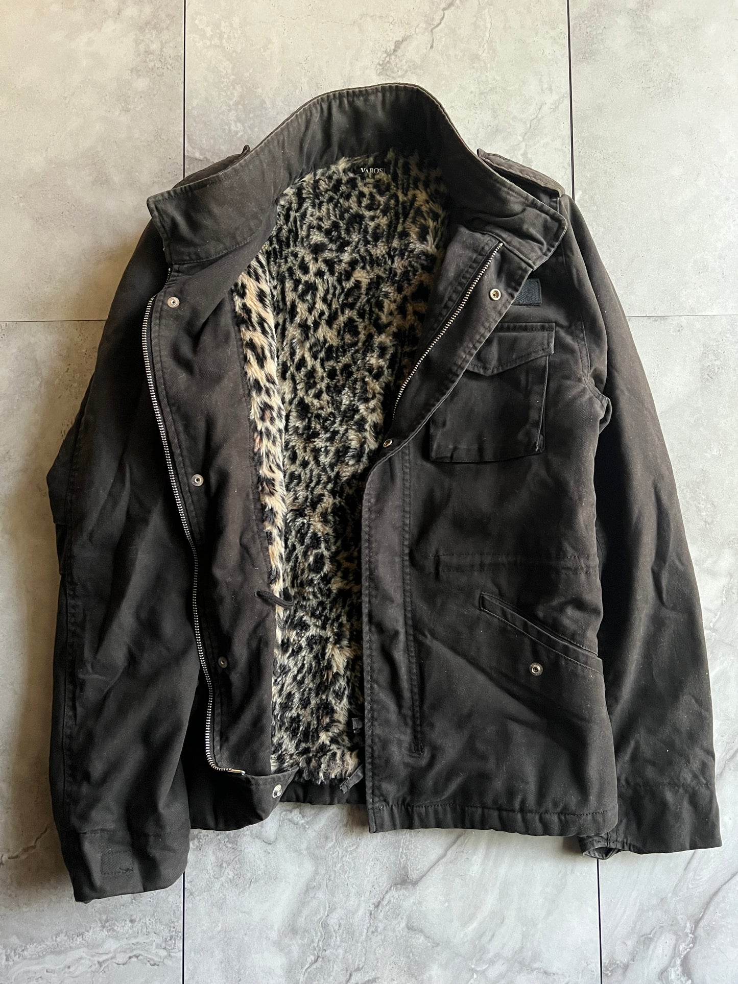 Varosh Leopard Fur Lined M-65 Jacket
